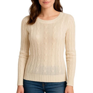 J. Crew Cream Cable Knit Cashmere Sweater SZ xxs